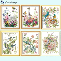 Birds and Flowers Pattern Series Cross Stitch 14ct 16ct 11ct Count Stamped Fabric Needlework Kit DIY Embroidery Home Decor Gifts