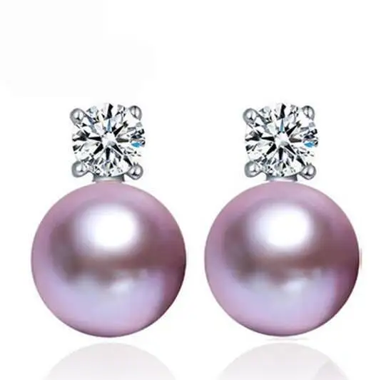 Freshwater 10-11mm Pearl With Princess Style Silver Earrings Wedding Jewelry