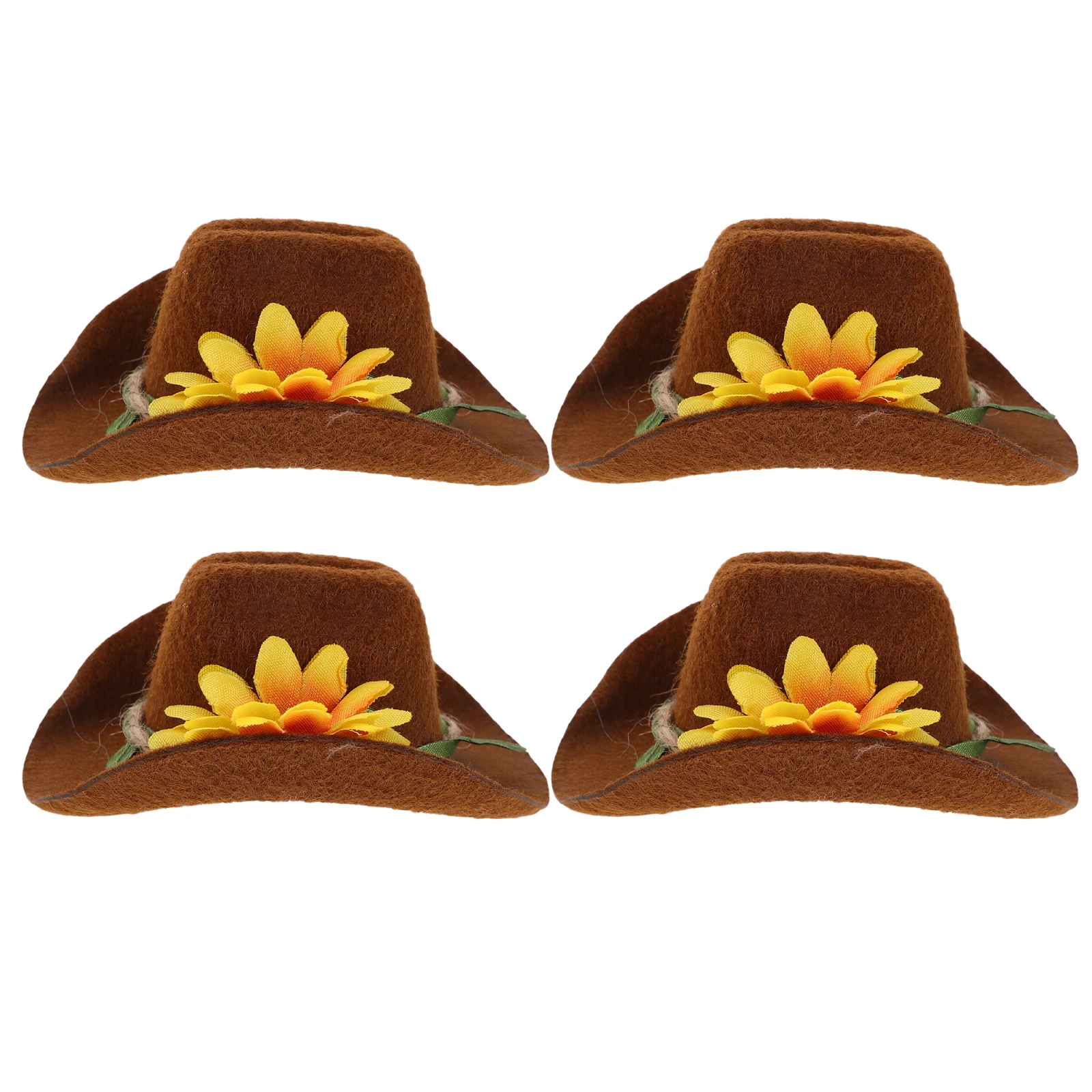 

4pcs Pet Cowboy Hat: Adjustable Mini Hamster Hat Small Animals Stylish Floral Accessory For Guinea Pigs Rodents Lightweight