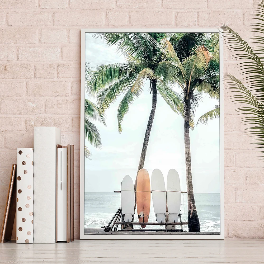 Seaside Coconut Trees Canvas Painting Landscape Poster Wall Art Print Home Decor Illustration Room Decoration Accessories