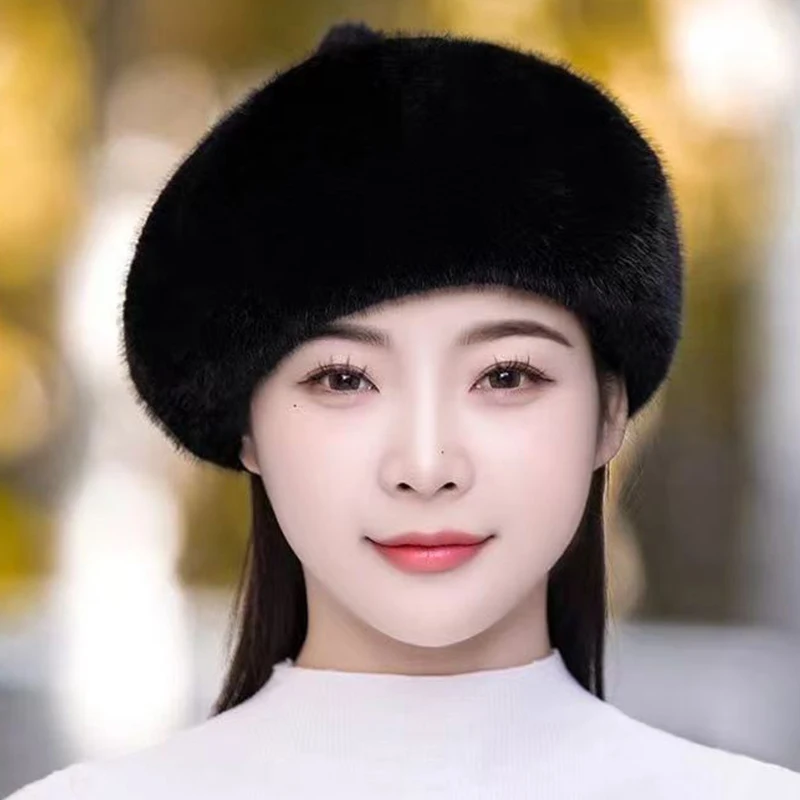 

2025 Female Faux Fur Beret Wholesale Retro Lady Caps Beret Beret Man Women's Cap Summer Hat elegant women Hat