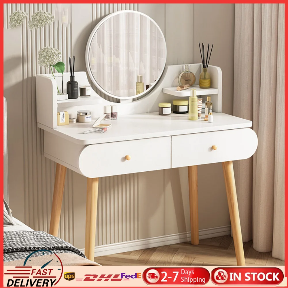 

Роскошный туалетный столик для макияжа, белый, с органайзерами для хранения, съемный, для декора комнаты