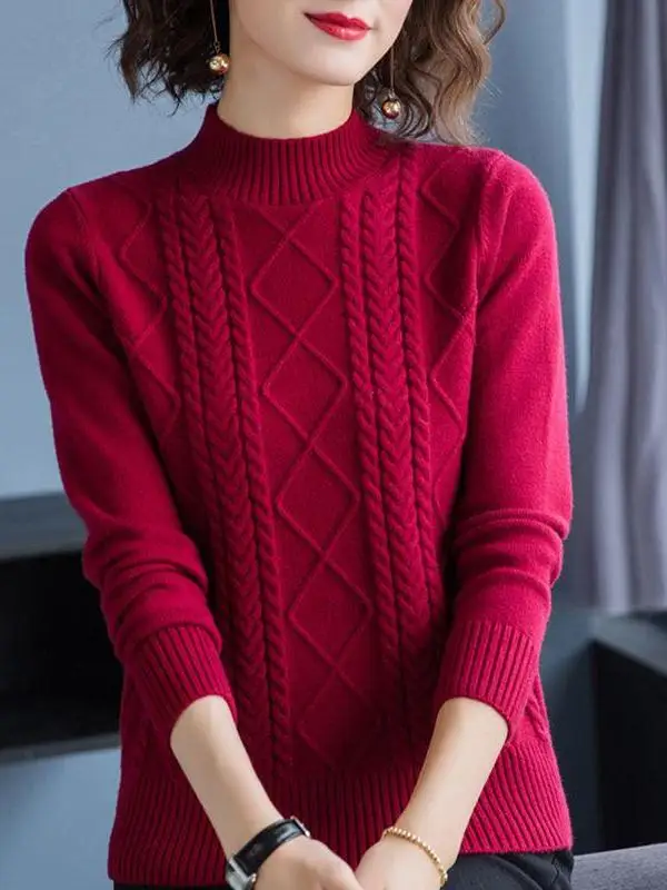 

Женский свитер с высоким воротником Thiened f, свободный модный вязаный свитер с накладными волосами в Корейском стиле, весенне-осенне-зимняя одежда