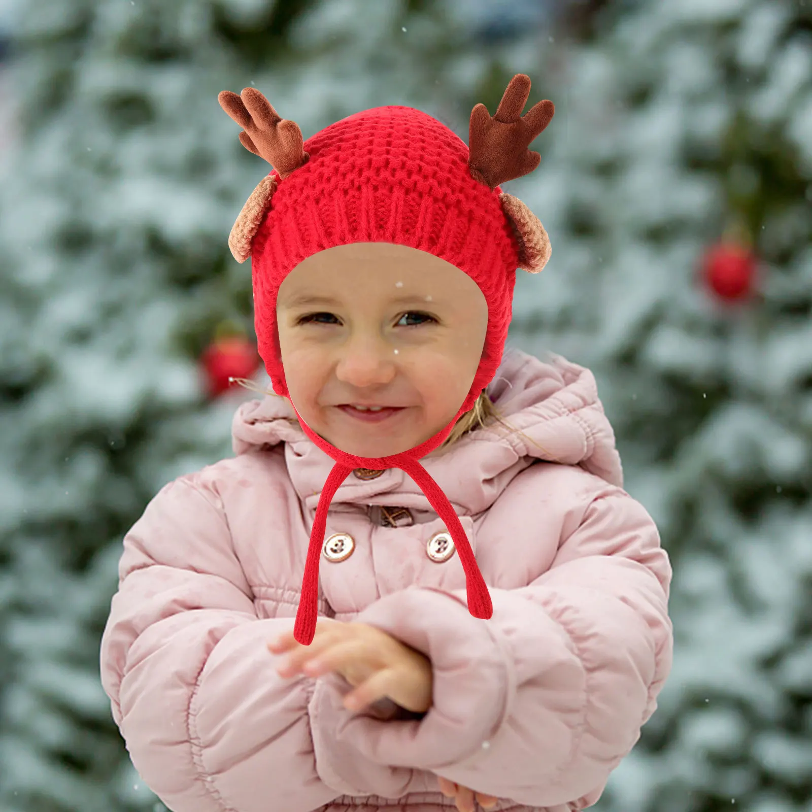 หมวกไหมพรมถักสำหรับเด็ก อุ่นสบาย เหมาะสำหรับเด็กอายุ 1-5 ปี หมวกไหมพรมสำหรับเด็กในช่วงฤดูหนาว สำหรับเทศกาลคริสต์มาส