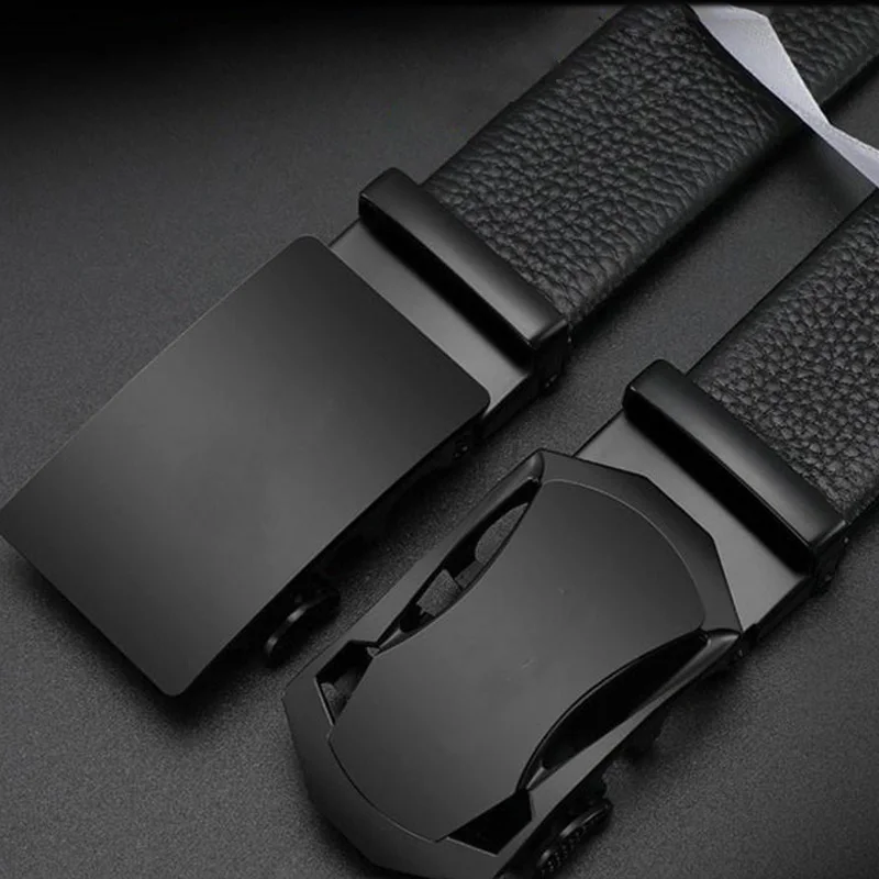 DINISITON Men's Belt Black Classic Automatic Buckle Belt Fashion PU Leather Business Pant Belts