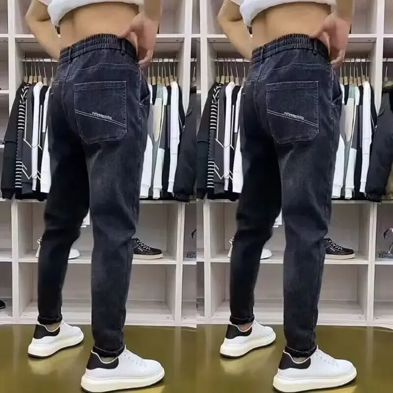 

Pop New Men's Stretchy Casual Denim Jeans With Elastic Waistband Spring And Autumn Designer Pants Men's Luxury Cotton Trouse