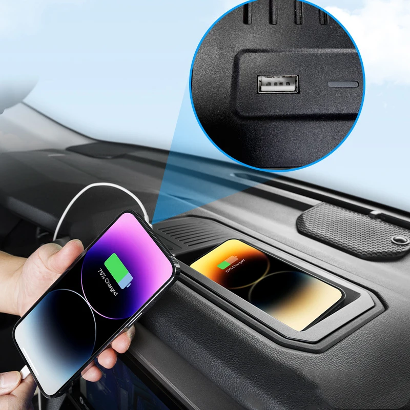 Car wireless phone charger 15w fast charger charging plate pad trim charging holder for Toyota Tundra 2022 2023 2024