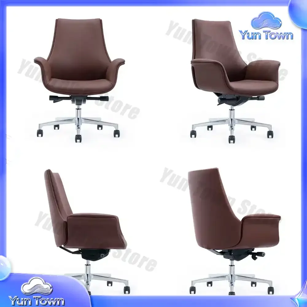 Swivel Luxury Office Chair Comfortable Executive Leather Chair Brown Office Chair