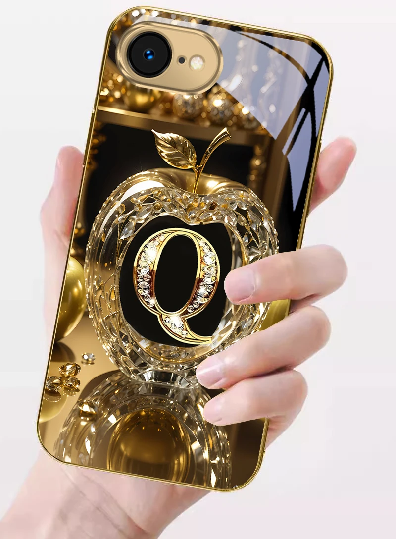 Exquisite Luxury Gold For IPhone 17 Pro Max 16 15 Pro 14 13 Plus 12 Mini 11 17 Air XR 16E 17ProMax Golden Glass Phone Case