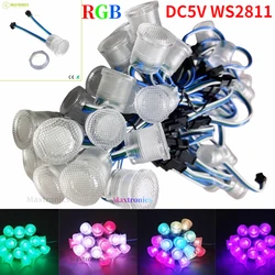 10-20 sztuk/partia DC5V WS2811 RGB punkt światła LED Pixel SMD5050 1 LEDs WS2811 IC wodoodporna lampa LED o średnicy 20mm moduł strunowy