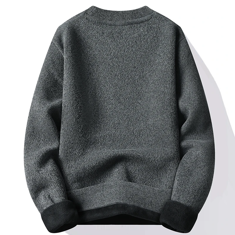 Autumn Winter Fashion Sweater Men's Round Neck Pullovers Fleece Thick Warm Jumpers Pattern Patchworked Men's Clothes