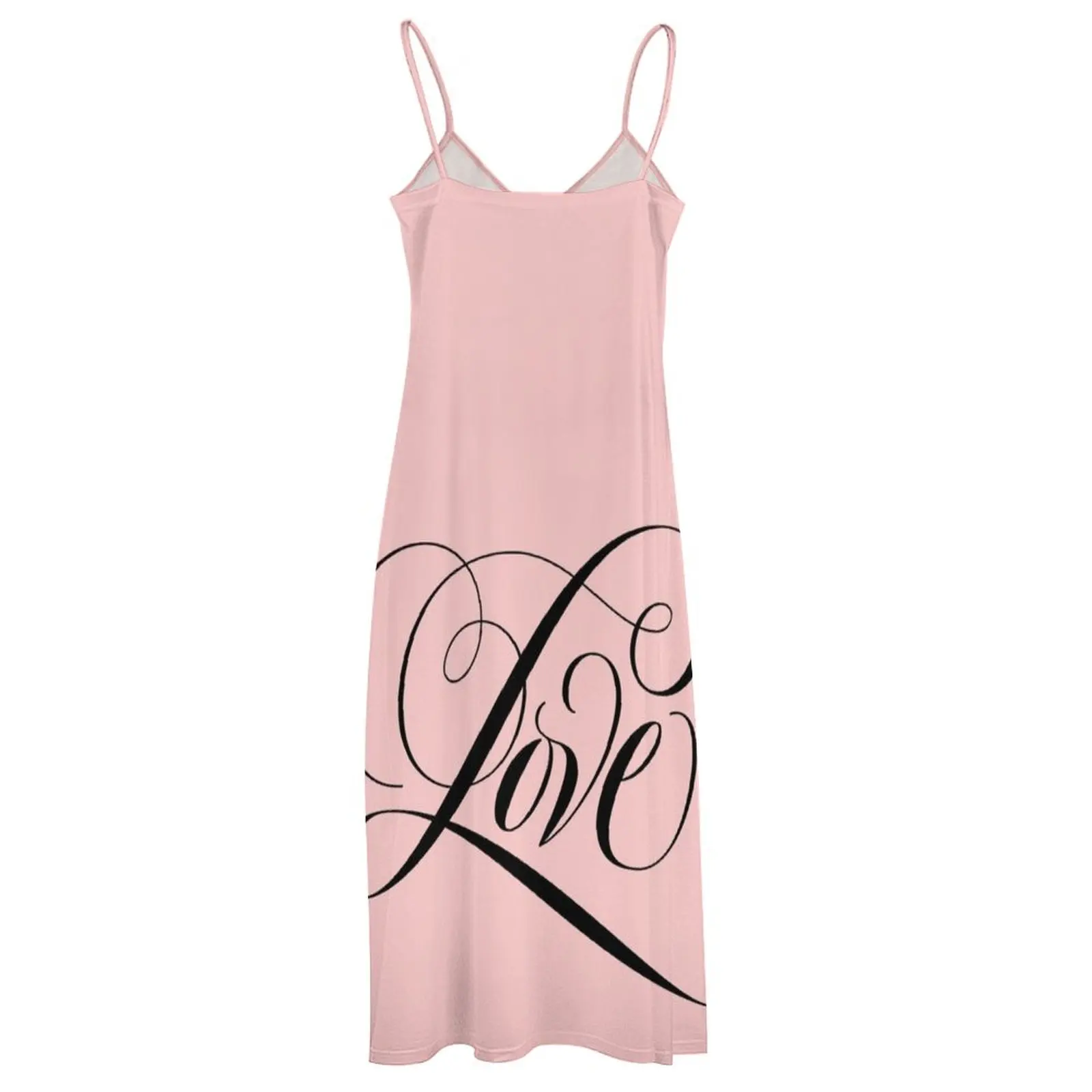 Romantic Black LOVE Calligraphy Script Lettering Blush Pastel Pink Sleeveless Dress cute dress