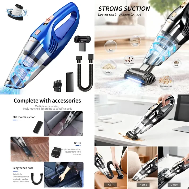 Cordless Handheld Vacuum Strong Suction Rechargeable Cleaner with HEPA Filter Multi-use for Car Home Office Pet Hair Cleaning