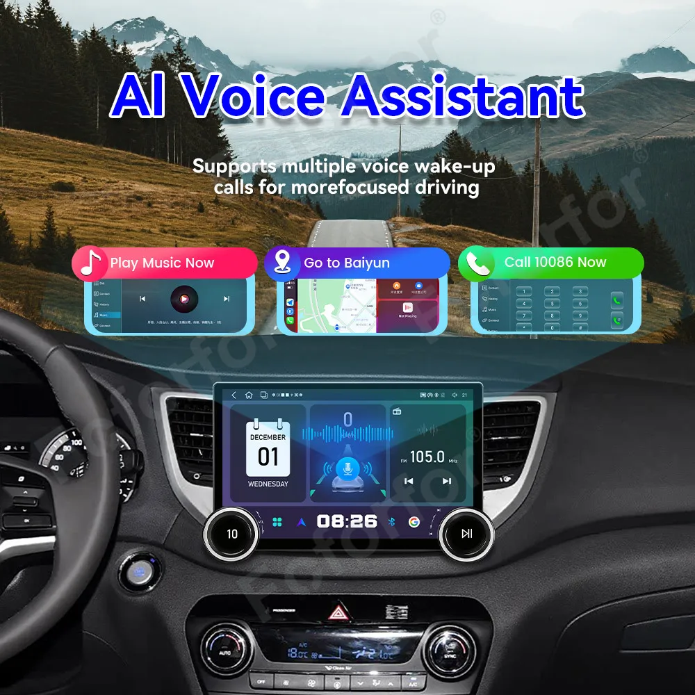 Immersive Large Display Android 15 11.5 Inch Crystal Clear HD Touch GPS Multimedia Stereo CarPlay For Hyundai Tucson 2009-2015