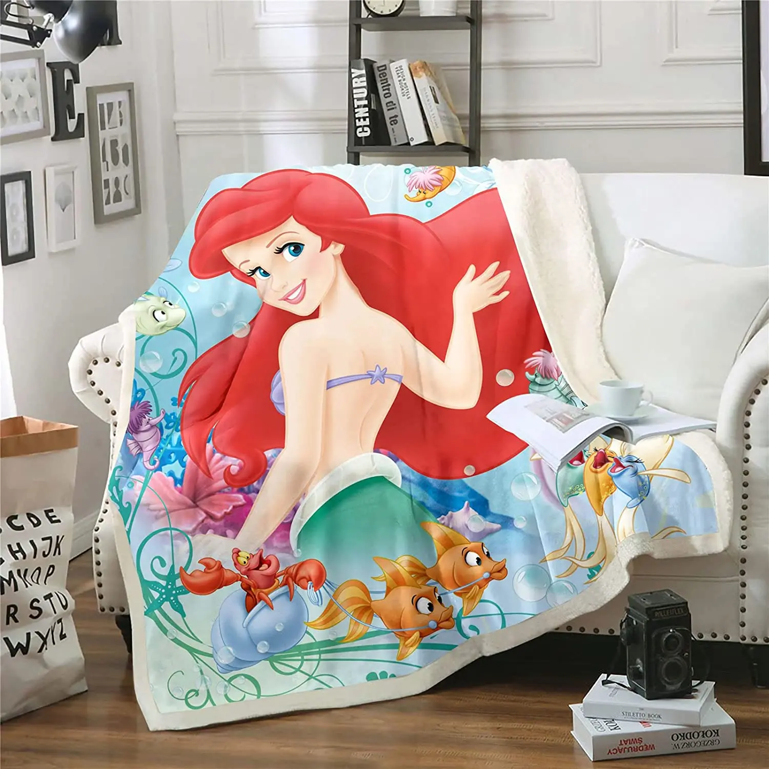 Ariel Mermaid Blankets Furry Winter Fleece Bed  Anime Printed Blanket Coraline And Throws Plush