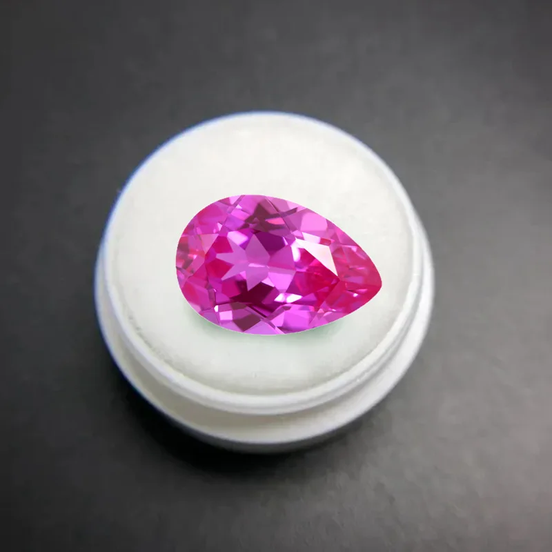 

Pretty Pear Cut Pink Ruby Fluorescent Ruby Tested by UV Light for Jewelry Making and Collecting DIY Gem Beads Decorative Crafts