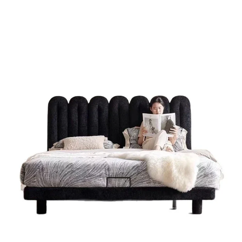 

Двуспальная кровать Wave Bed в стиле школьницы, черная, из велюра, винтажная, французская, кремовая, в стиле интернет-селебрити, кровать Wind Master