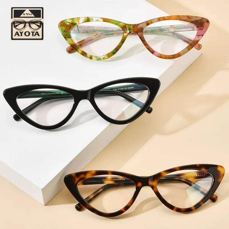 

New Sexy Cat Eyes Eyeglasses Frames for Women Fashion Acetate Tortoiseshell Color Anti Blue Light Prescription Glasses Women