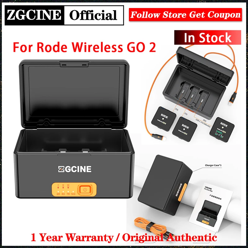 ZGCINE PS-R30 Pro Charging Case for Rode Wireless GO 2 I II Single Fast Charging Box 3400mAh Built-in Battery Power Bank G0 2