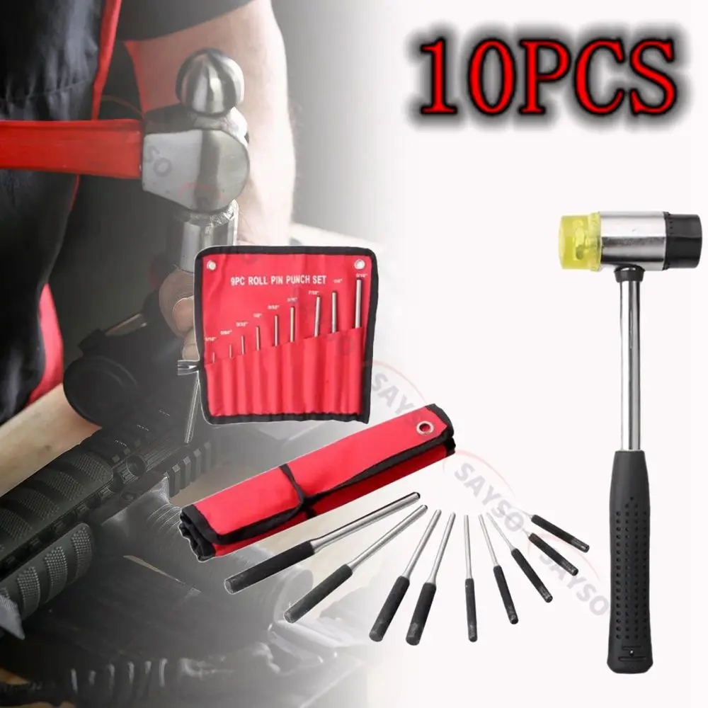 

10PCS Roll Pin Punch Set With Storage Pouch 10Pcs Steel Removal Tool Kit With Carrying Bag For Jewelers, Watch Repairers Work