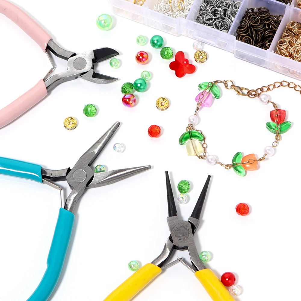 Portable Jewelry Pliers Tools Equipment Kit Round Nose Cutting Wire Pliers Tweezers Kit For Jewelry Making Handmade Accessories