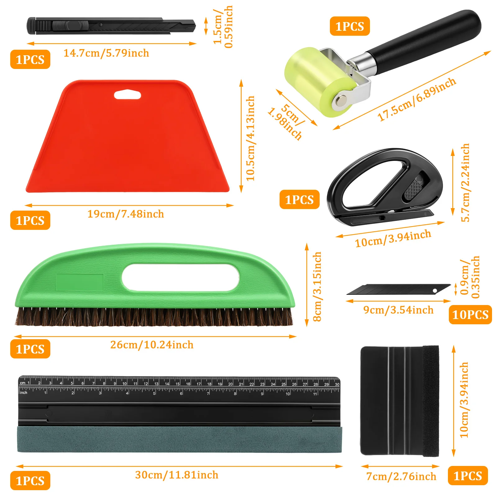 Wallpaper Smoothing Tool with Wallpaper Brush Measuring Squeegee Seam Roller Wallpapers Smoothing Tools for Peel and Stick Paper