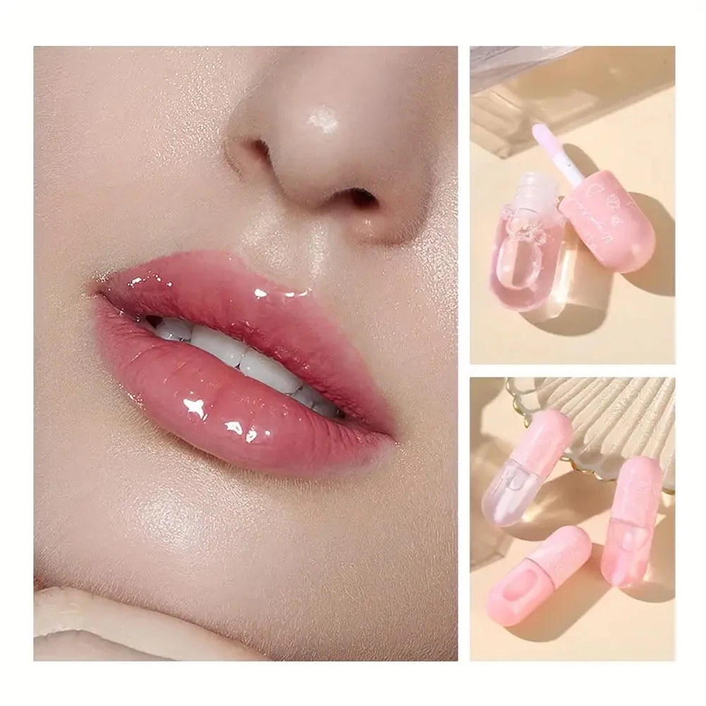 3-Piece Set of Lip Gloss, Moisturizing, Long-Lasting Mirror Gloss with Soft Matte Embellishment, Non-Stick Cup, Plant Ingredient