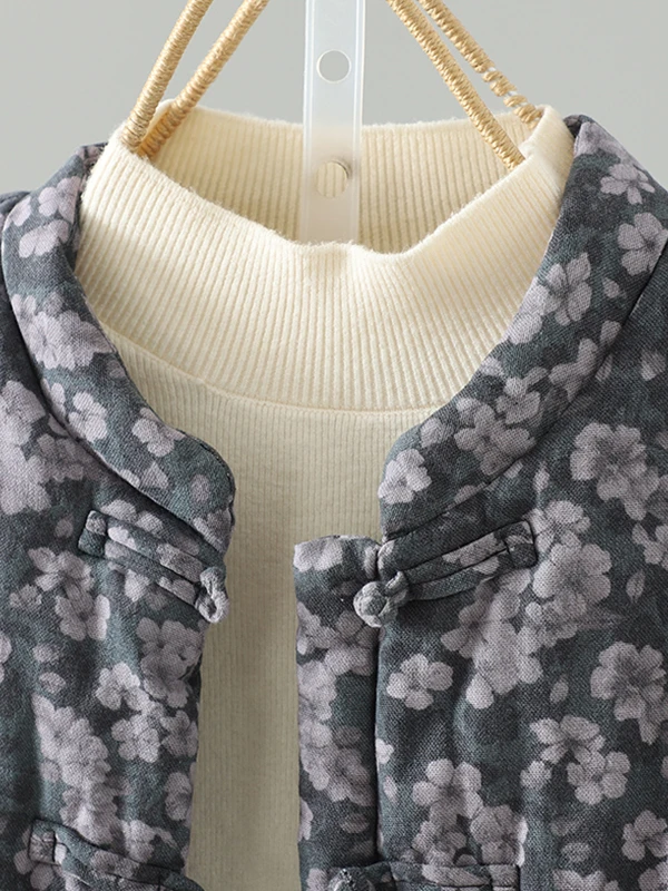 Thiened القطن Jaet ريترو Hanfu Sle العلامة التجارية الكبيرة القماش القديم زن القطن الكتان شتاء جديد وصول المرأة معطف Faion #4