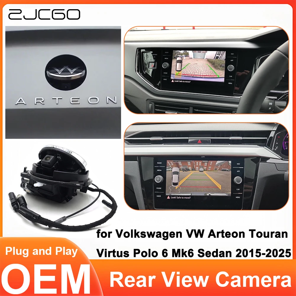 

for Volkswagen VW Arteon Touran Virtus Polo 6 Mk6 Sedan Rear View Reverse Backup LOGO OEM Camera Plug and Play MQB EVO CanBus