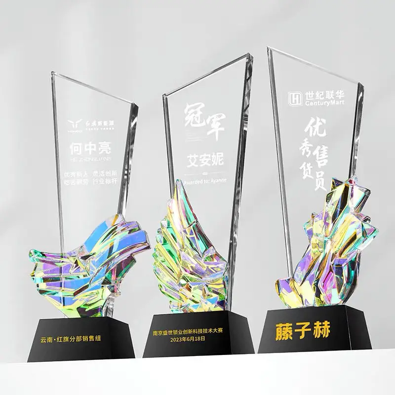 

Customized Competition Award High-grade Colored Crystal Trophy Enterprise Excellent Employee Home Decor, Annual Honor Medal, 1Pc