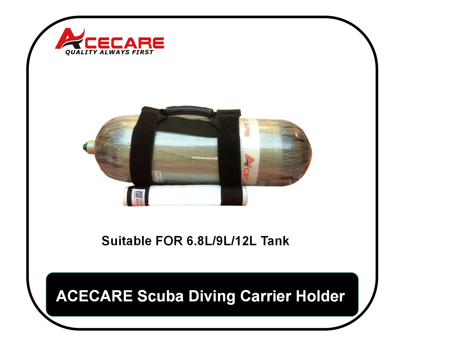 Acecare Maniglia per cinghia per cilindro portatile nuova per serbatoio in fibra di carbonio ad alta pressione per immersioni subacquee da 6,8 L/9 L/12 L 4500 psi