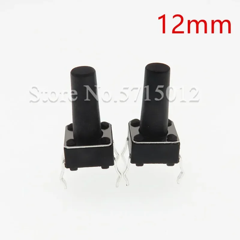 600PCS 6X6x12mm 4PIN Tact push button switch Micro key power tactile switches 6*6*12MM Light touch switches round head