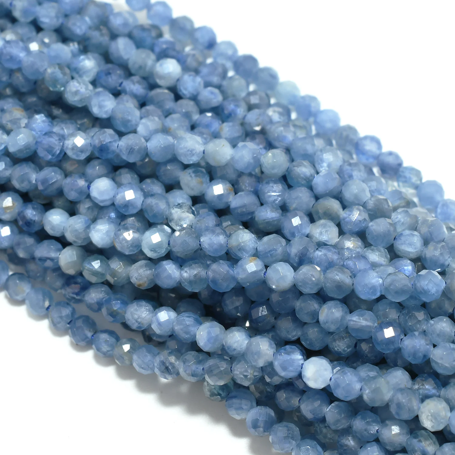 Natural Kyanite Faceted Round Beads 3mm, No Color Treatment