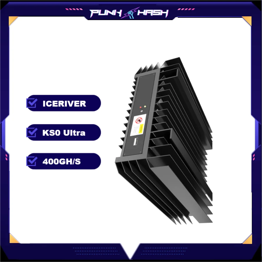 IceRiver KS0 Ultra 400Gh/S 100W KAS Miner Kaspa Miner مع PSU Asic Crypto KAS جهاز تعدين IceRiver KAS KS0U جهاز تعدين للاستخدام المنزلي