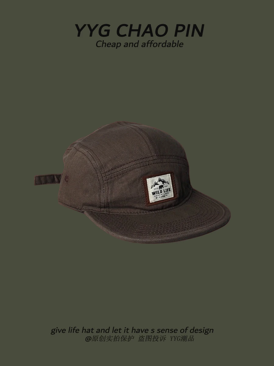Niche Peaked Cap Female Spring and Summer Retro Washed Workwear Mountain Flat Brim Baseball Hat Male Fashion