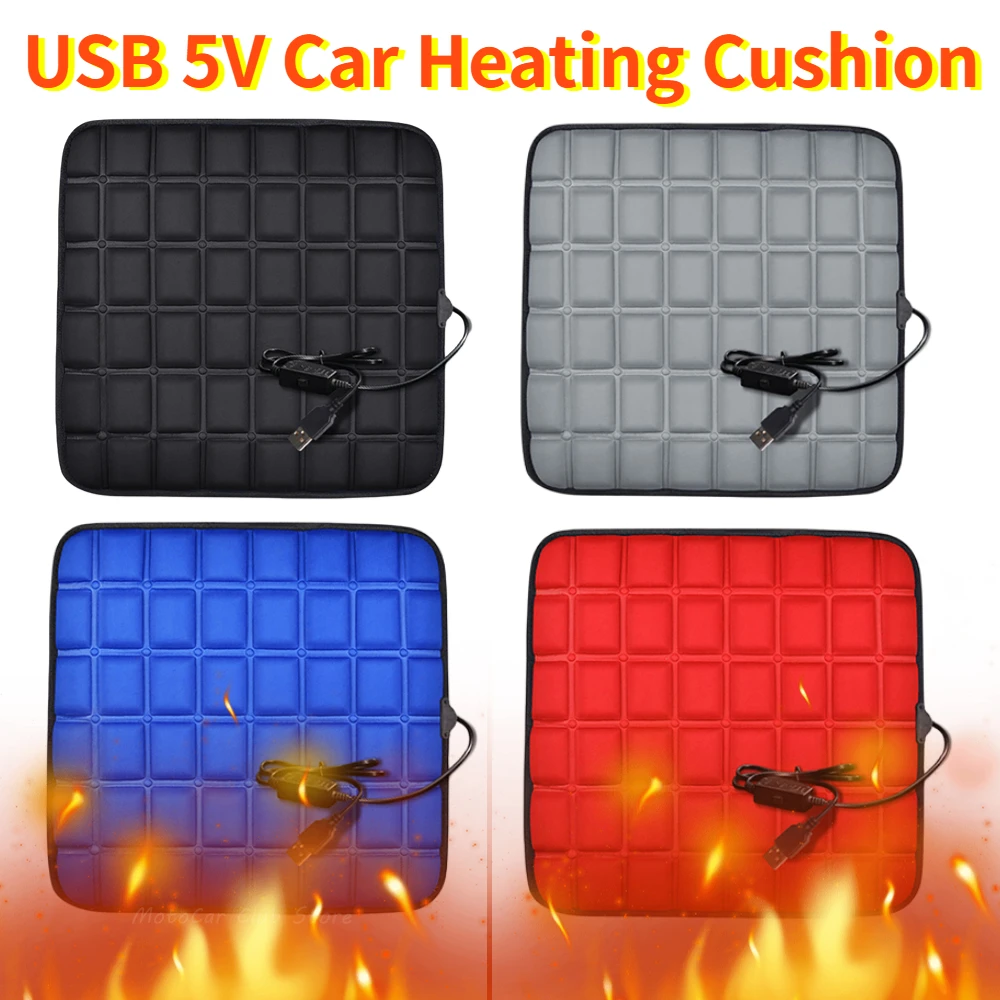 Car Heating Cushion Comfortable Seat Warmer with USB Cable Fast-heating Electric Winter Warm Temperature Adjustable