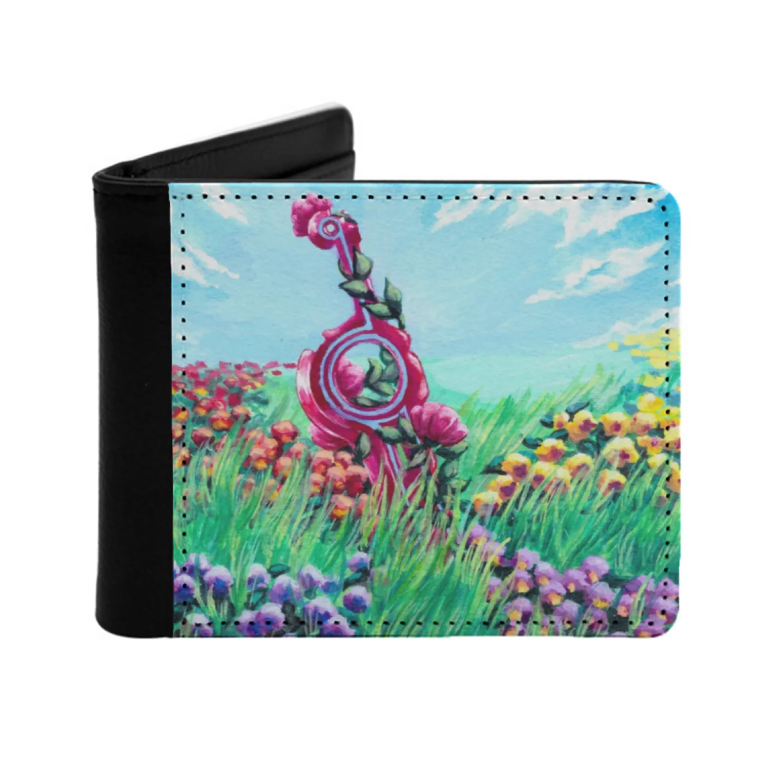 

Floral Monado Personalized Men's Leather Wallet Credit Card Pouch Purse Xenoblade Monado Xenoblade Chronicles Xenoblade