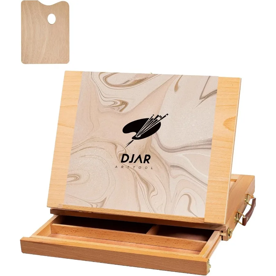 

Adjustable Tabletop Art Easel for Sketching and Painting Natural Beechwood Desktop Easel with Built-in Storage Drawer Holds Can