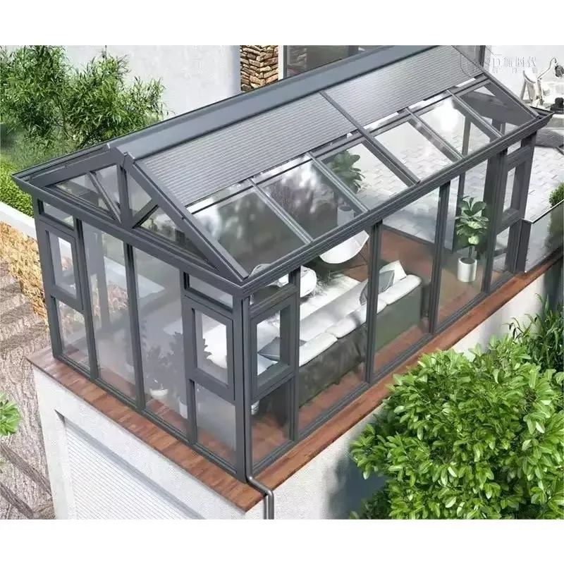 Custom Size Outdoor Garden Low-e Tempered Glass Sunroom Small Sunny Sunshine Glass House for Optimal Sunlight Utilization