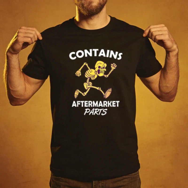 Skeleton-print Gothic Style T Shirt Contains Aftermarket Parts Skeleton Design Summer Casual Men T-Shirt Humor Statement Shirt