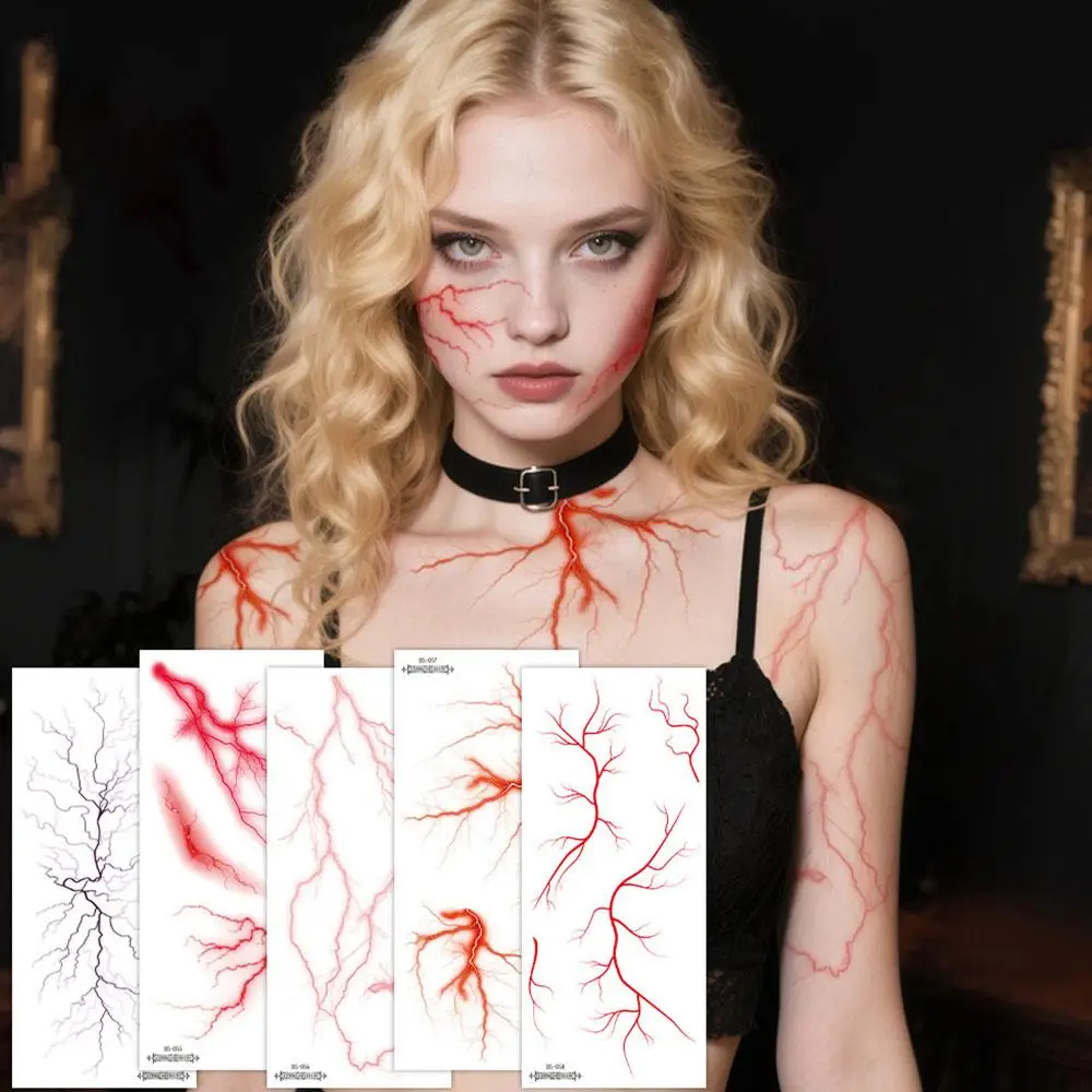 

Хэллоуин Кровавое Сосуд Пламя Татуировки Наклейка Водонепроницаемая Наклейка Временный Дизайн Моделирование Украшения Личность Татуировки