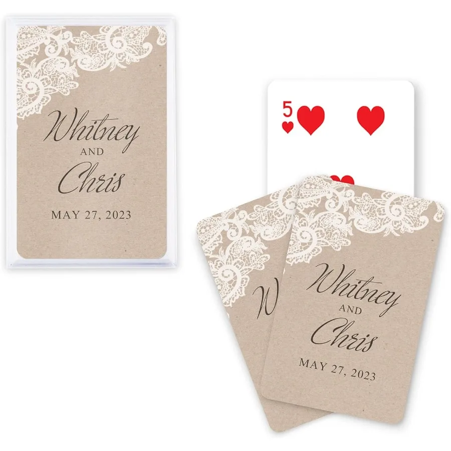 

Unique Custom Playing Card Wedding Favors for Rusticthemed Weddings Elegant Lace Design with Personalized Touch Perfect for Gue