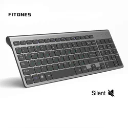 Portable Full Size Wireless Keyboard Gray USB Stable Connection for Notebook Computers PC Compatible with Russian US Spain Italy