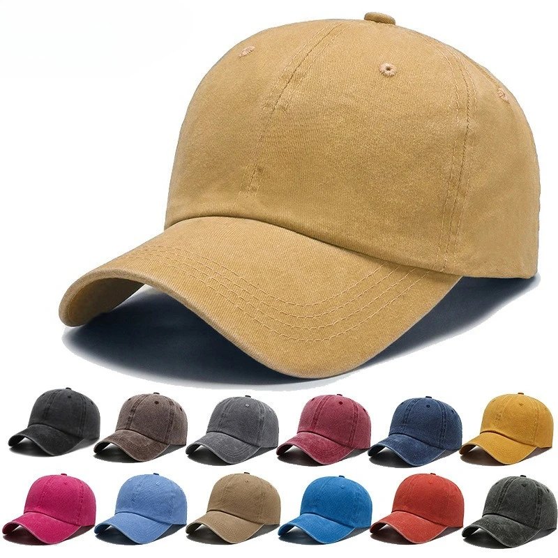 1 washed four-line baseball cap can be printed with logo embroidery, retro and old soft-top denim versatile cap.