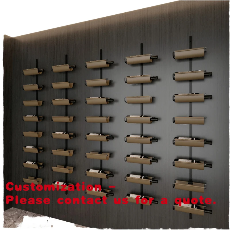 custom.Modern Luxury Elegant Leather Panel Home Furniture Wall Mounted Wine Bottle Rack Holder
