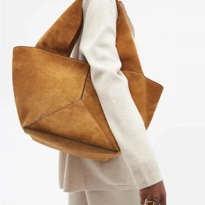 Tote Bucket Underarm Bags For Women Luxury Designer Handbags And Purses 2023 New In Fashion Simple Soft Faux Suede Shoulder