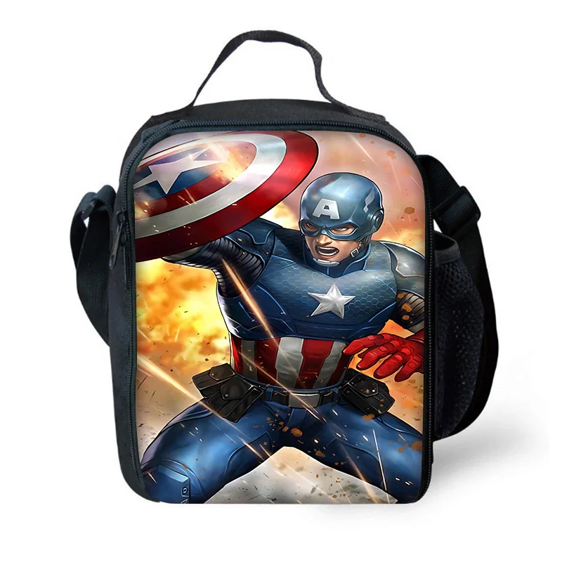 Marvel Capitão América lancheira térmica térmica térmica, criança isolada bolsa de grande capacidade para meninos e meninas, estudante, piquenique ao ar livre, reutilizável