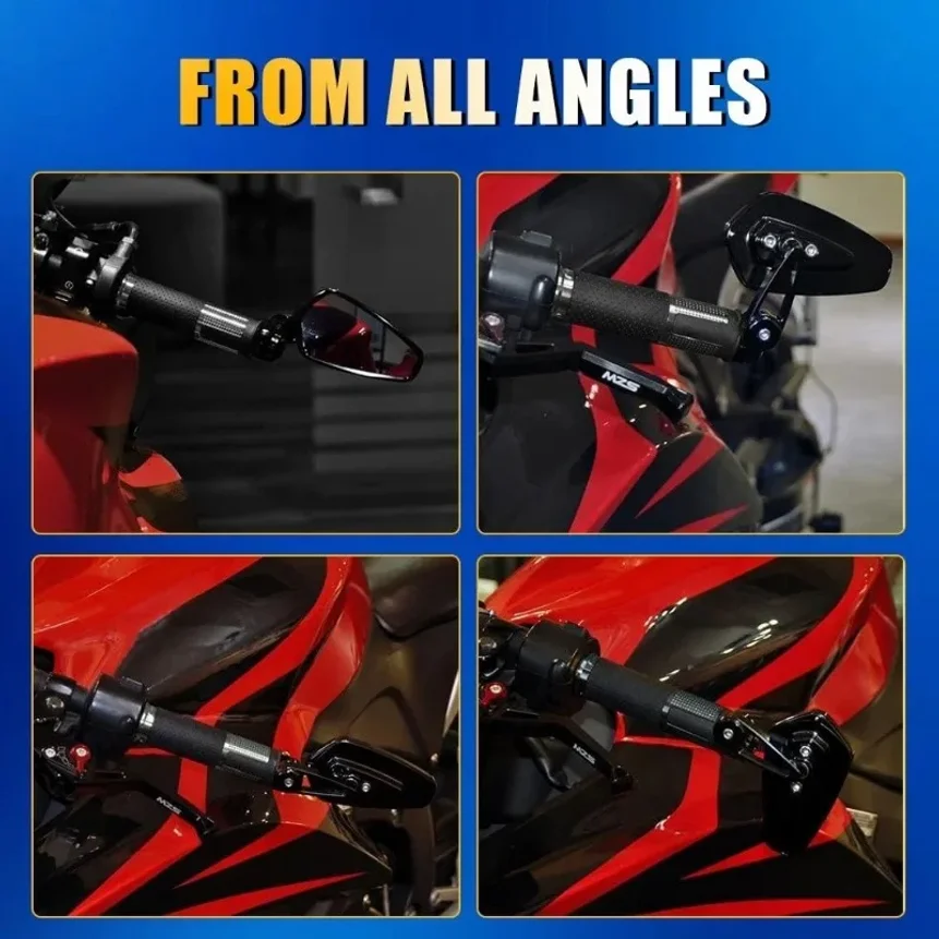 2Pcs Motorcycle Mirrors Fits for 7/8" 22mm Bar End Side Rearview Mirror Universal Motorbike Bike Handlebar Rear View Mirrors 6