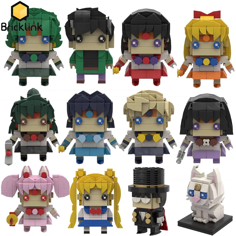 Bricklink Friends Pretty Soldier Moon Guardian Japan Anime Figures Brickheadz Sets Building Blocks Kid Toys Girls Christmas Gift