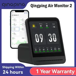 Original Qingping Air Monitor 2 Smart Home Touch Screen Control Temperature Humidity Sensor CO2 PM2.5 Detector For Mihome App